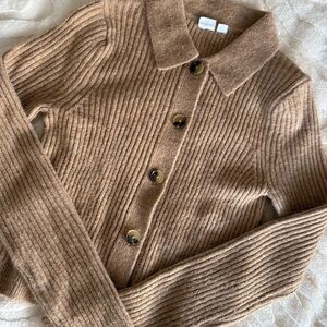 GAP Ribbed Brown Cardigan Sweater